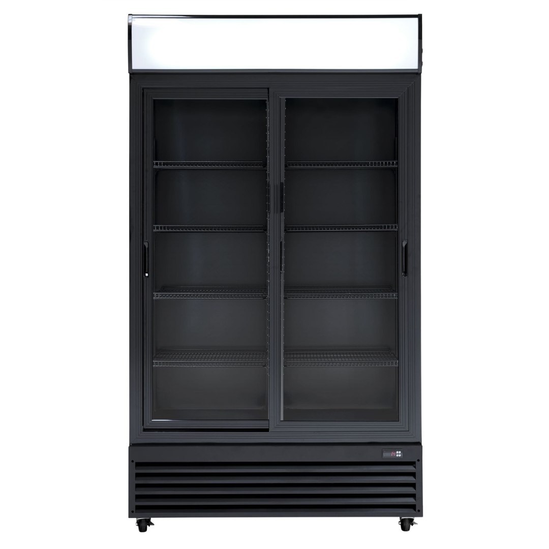 Szafa chłodnicza przeszklona czarna drzwi przesuwne 670l Resto Quality SD1002BSLE
